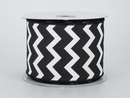 2.5  Canvas Chevron Ribbon: Black & White (10 Yards) Sale