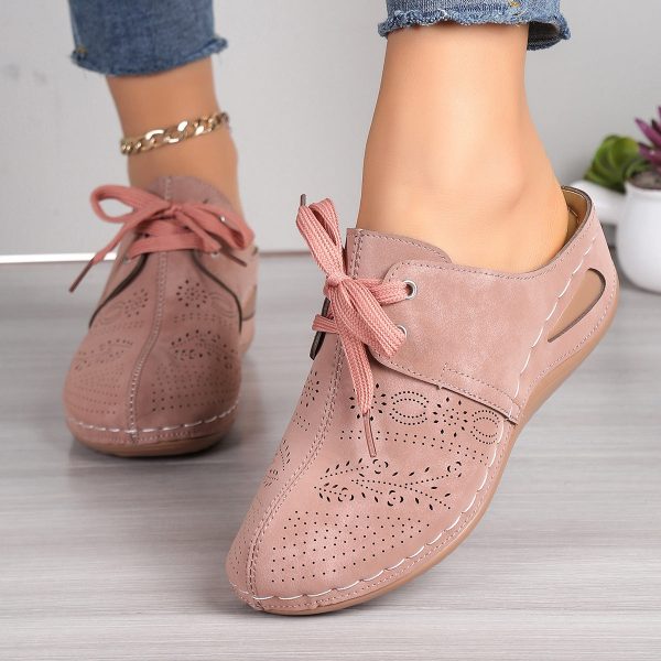 Lace-Up Round Toe Wedge Sandals For Sale