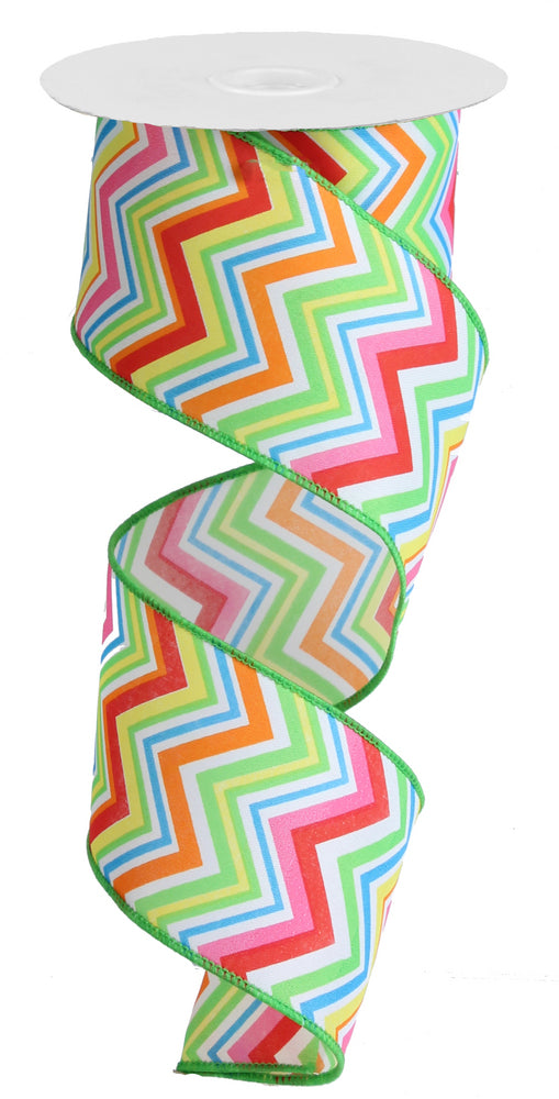 2.5  Multicolor Satin Chevron Ribbon (10 Yards) Online now