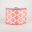 2.5  Satin Quatrefoil Lattice Ribbon: Coral (10 Yards) For Cheap