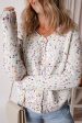 White Rhinestone Decor Multicolor Confetti Sweater Cardigan Online now