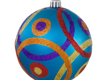 100MM Multicolor Glitter Circles Ball Ornament: Matte Turquoise Supply