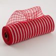 10  Poly Jute Deco Mesh: Red & White Thin Stripe (10 Yards) Cheap