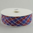 1.5  Deco Flex Mesh Ribbon: Red White Blue Plaid (30 Yards) Cheap