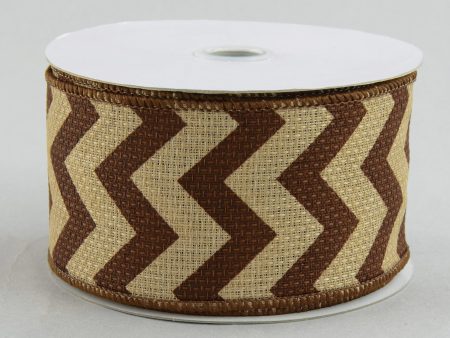 2.5  Faux Burlap Chevron Ribbon: Chocolate Brown (10 Yards) Cheap