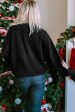 Black Sequined Santa Clause Bishop Sleeve Sweater Supply