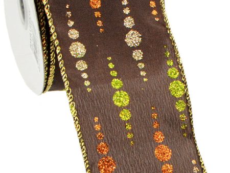 2.5  Brown Cascading Dots Ribbon (10 Yards) Fashion