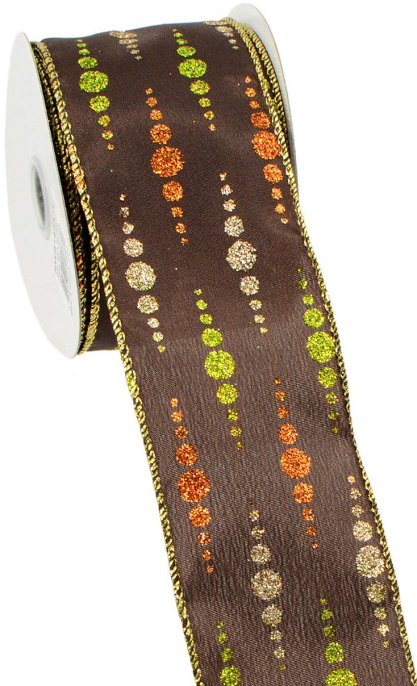 2.5  Brown Cascading Dots Ribbon (10 Yards) Fashion