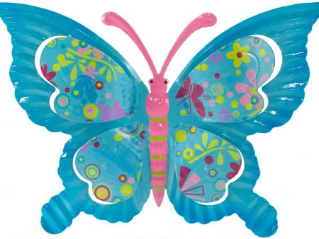 12  Tin Butterfly Hanger: Turquoise Blue Sale