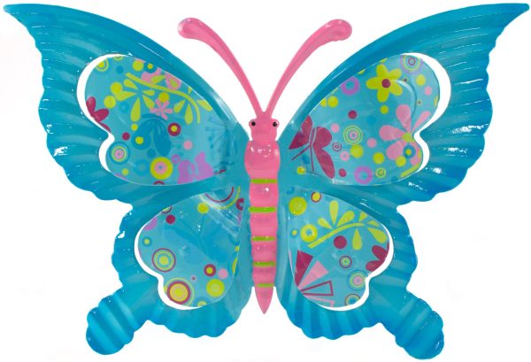 12  Tin Butterfly Hanger: Turquoise Blue Sale