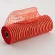 10  Poly Jute Deco Mesh: Orange, Red, & Natural Thin Stripe (10 Yards) Online Hot Sale