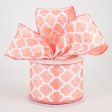 2.5  Satin Quatrefoil Lattice Ribbon: Coral (10 Yards) For Cheap