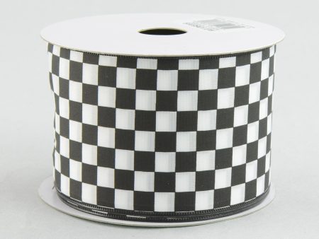 2.5  Black and White Check Ribbon (10 Yards) on Sale