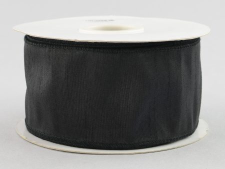 2.5  Faux Dupioni Ribbon: Black (25 Yard Roll) For Sale