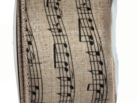 2.5  Faux Linen Music Note Ribbon (10 Yards) Online