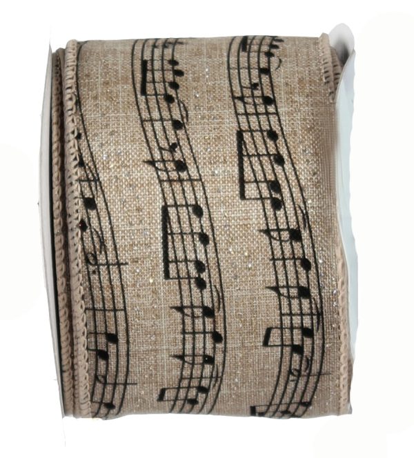 2.5  Faux Linen Music Note Ribbon (10 Yards) Online