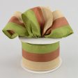 2.5  Bold Stripe Ribbon: Green, Brown & Cream Fashion