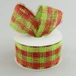 2.5  Paper Mesh Ribbon: Lime Green Red Plaid (20 Yards) Discount