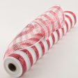 21  Poly Deco Mesh: Red & White Stripe on Sale