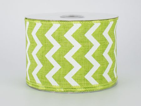 2.5  Canvas Chevron Ribbon: Lime Green & White (10 Yards) For Cheap