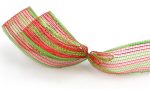 2.5  Poly Deco Mesh Ribbon: Metallic Red Lime Stripe Online