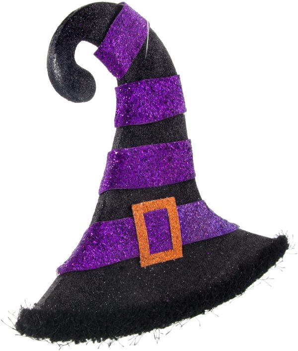 10  Witch Hat Decoration: Purple & Black Online Sale