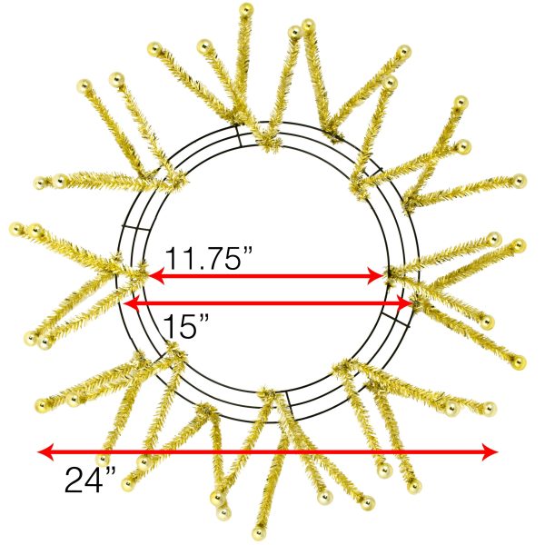 15-24  Tinsel Ball Work Wreath Form: Gold For Discount