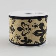 2.5  Canvas Black Fleur de Lis Ribbon (10 Yards) Online Hot Sale