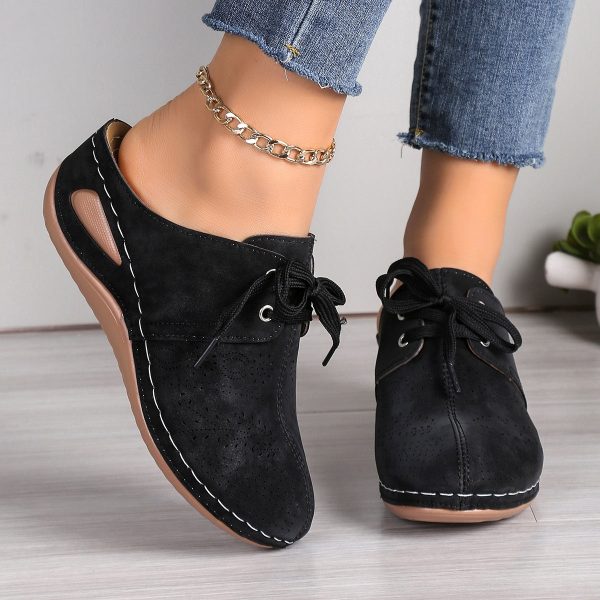 Lace-Up Round Toe Wedge Sandals For Sale