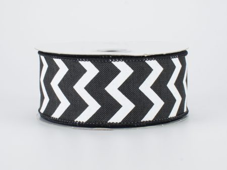 1.5  Canvas Chevron Ribbon: Black & White (10 Yards) Online Hot Sale