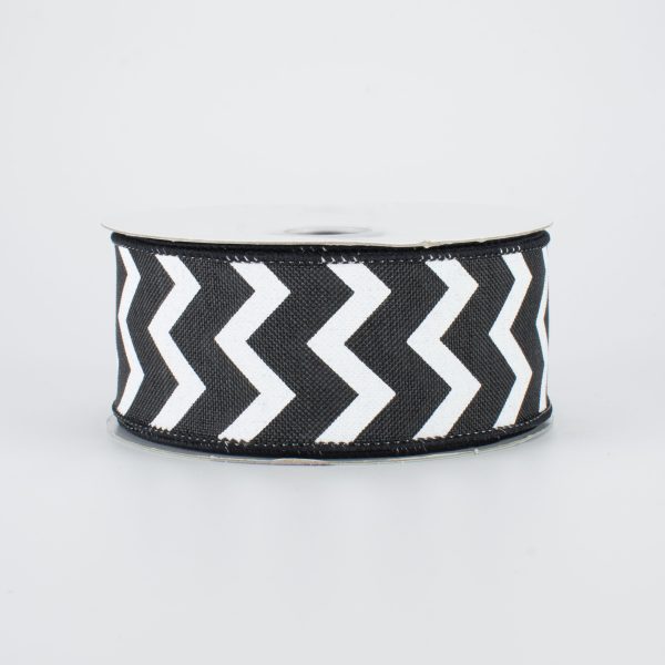 1.5  Canvas Chevron Ribbon: Black & White (10 Yards) Online Hot Sale