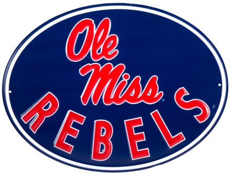 Embossed Oval Metal Sign: Ole Miss Rebels Sale