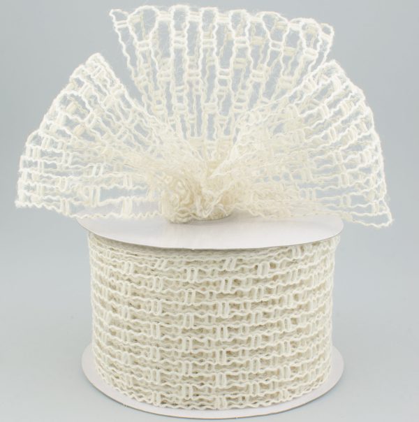 2.5  Jute Mesh Ribbon: Cream (10 Yards) Online Hot Sale