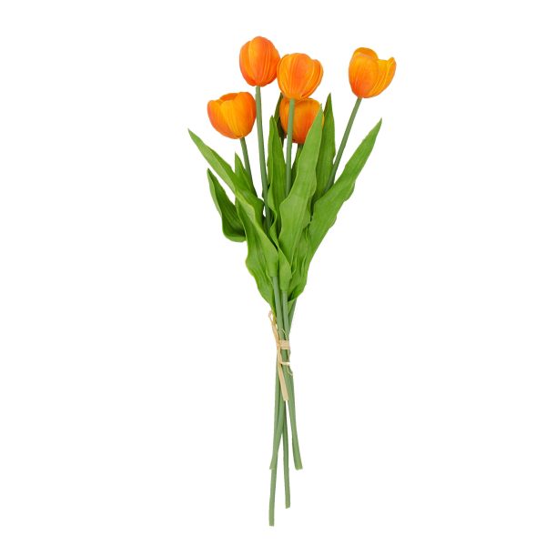 13  Realistic Touch Tulip Bouquet: Orange (5) Cheap