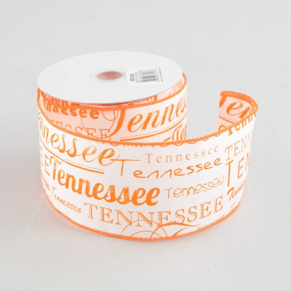 2.5  Tennessee Print Ribbon: Orange & White (10 Yards) on Sale