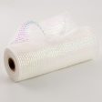 10  Poly Mesh Rolls: Deluxe Wide Foil White Iridescent Online Hot Sale