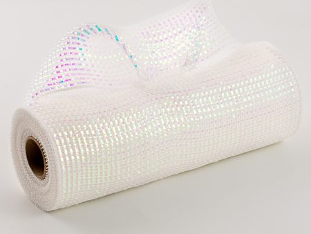 10  Poly Mesh Rolls: Deluxe Wide Foil White Iridescent Online Hot Sale