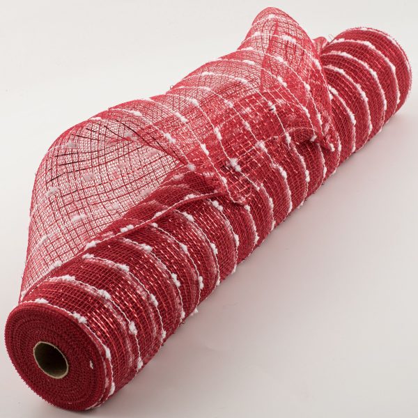 21  Metallic Snowball Deco Mesh: Red & White (10 Yards) Online now