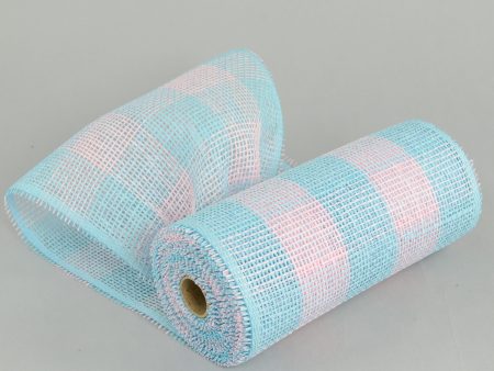 10  Paper Mesh Roll: Pink Blue Plaid (10 Yards) Online