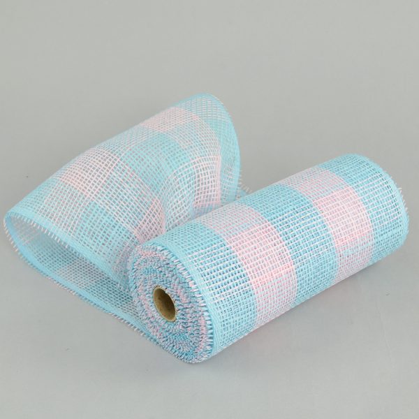 10  Paper Mesh Roll: Pink Blue Plaid (10 Yards) Online