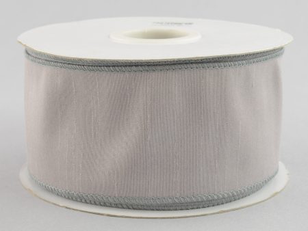 2.5  Faux Dupioni Ribbon: Silver Grey (25 Yard Roll) Online now