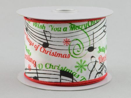 2.5  Satin Christmas Songs Ribbon (10 Yards) Discount