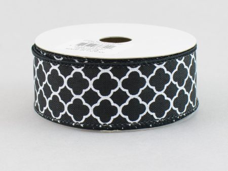 1.5  Quatrefoil Ribbon: Black & White (10 Yards) For Cheap