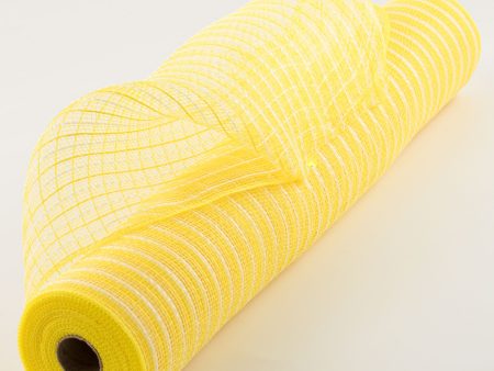 21  Poly Jute Deco Mesh: Yellow & Ivory Thin Stripe (10 Yards) For Cheap