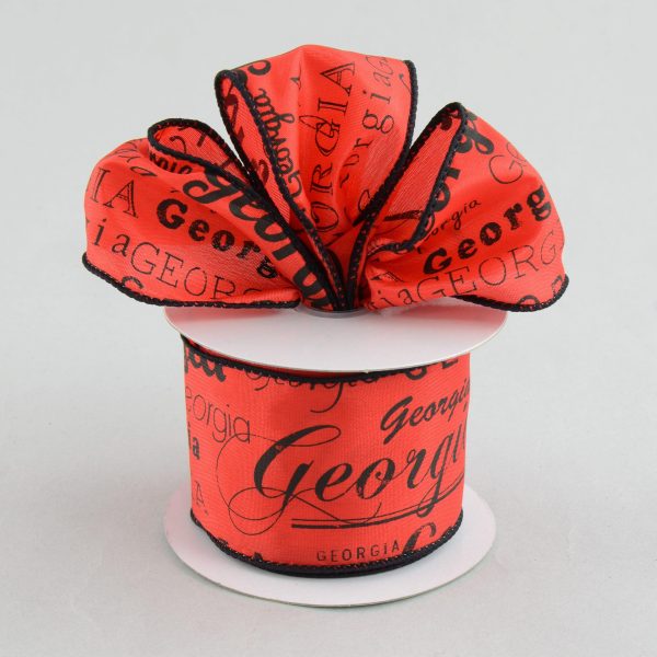 2.5  Georgia Print Ribbon: Red & Black (10 Yards) Fashion