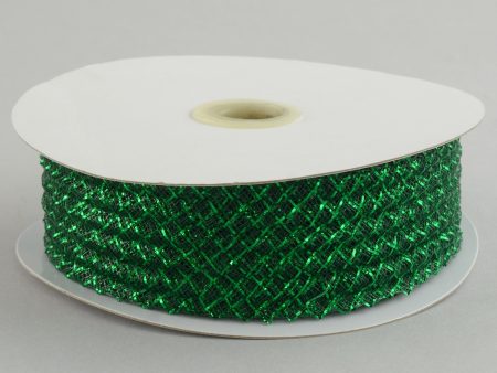 1.5  Deco Flex Mesh Ribbon: Metallic Emerald Green (30 Yards) For Discount