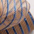 10  Poly Jute Deco Mesh: Natural & Royal Blue Metallic Stripe (10 Yards) Hot on Sale