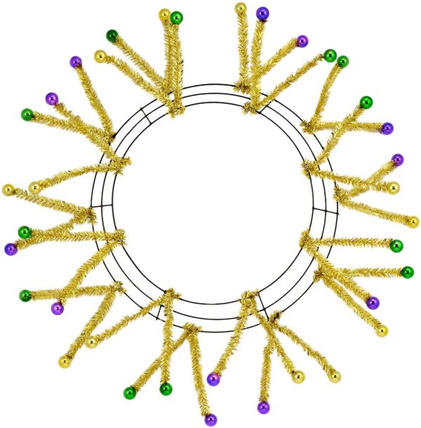 15-24  Tinsel Ball Work Wreath Form: Purple Green Gold Online