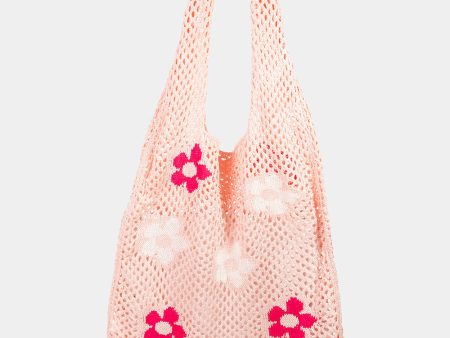 Fame Flower Pattern Knitted Tote Bag Online Sale