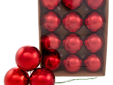 70MM Metallic Ball Ornament On Wire: Red (12) Online Hot Sale